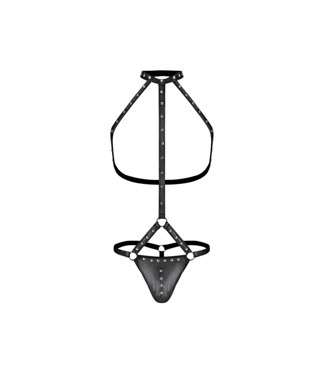 Male Power Black Gladiator Thong Harness & Choker L/XL - Male Power Fetish Gear