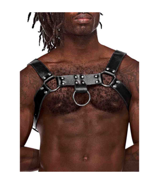 Male Power Aries Black Imitation Leather Harness by Male Power - Edgy Style, One Size