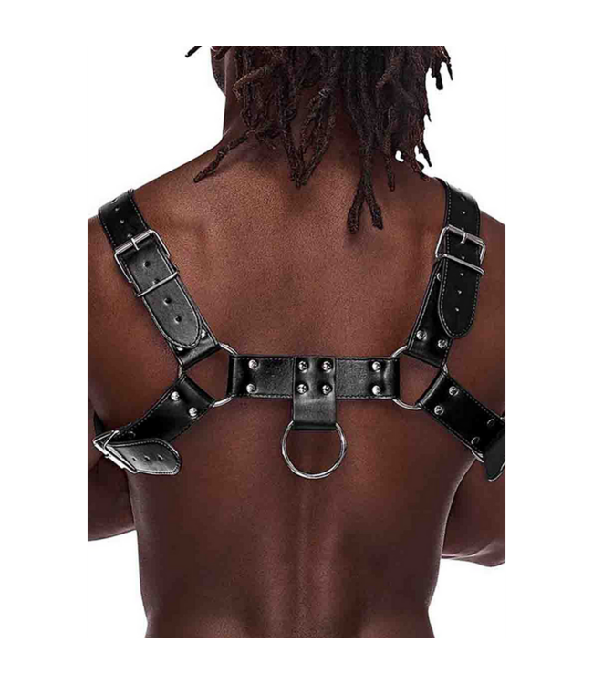 Male Power Edgy Male Power Ram Imitatie Leer Harnas met Decoratieve Studs - Zwart