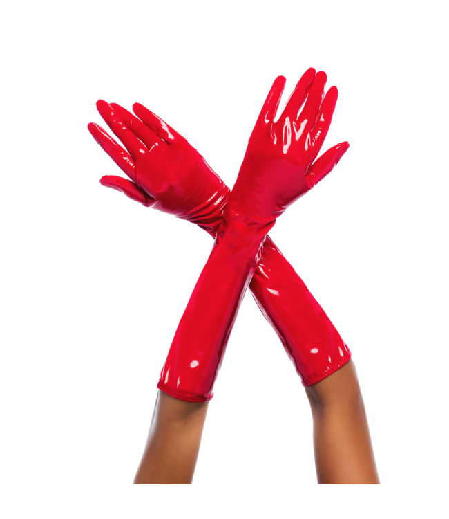 Mapalé Cruella Glänzende Vinylhandschuhe Rot L/XL – Stilvoller Akzent für Ihr Outfit