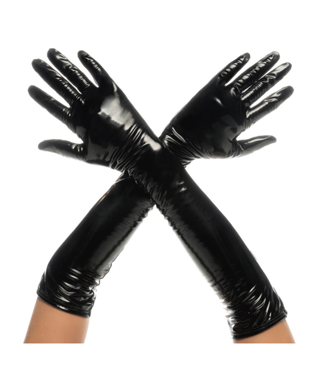 Mapalé Vrouwelijke Vinyl Handschoenen Zwart S/M - Verstelbaar en Stijlvol Accessoire