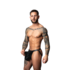 Male Power Spartacus Black Faux Leather Skirt Jock - Edgy Fetish Design S/M