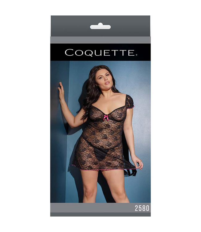 Coquette Elegante Plus Size Chemise met Kanten en Roze Accenten - Coquette Chic