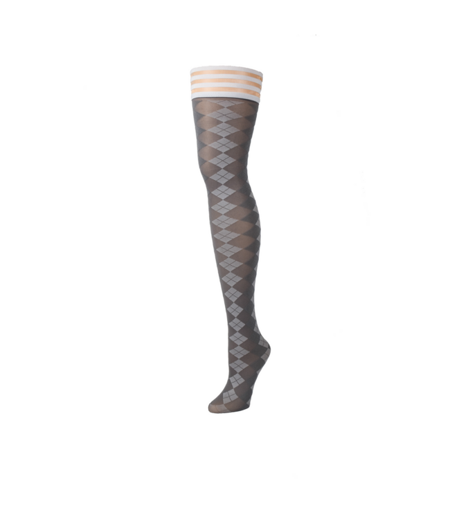 Kix'ies Kix'ies Golf Collection Grijze Dijhoge Kousen - Stijlvol en Perfect Fit