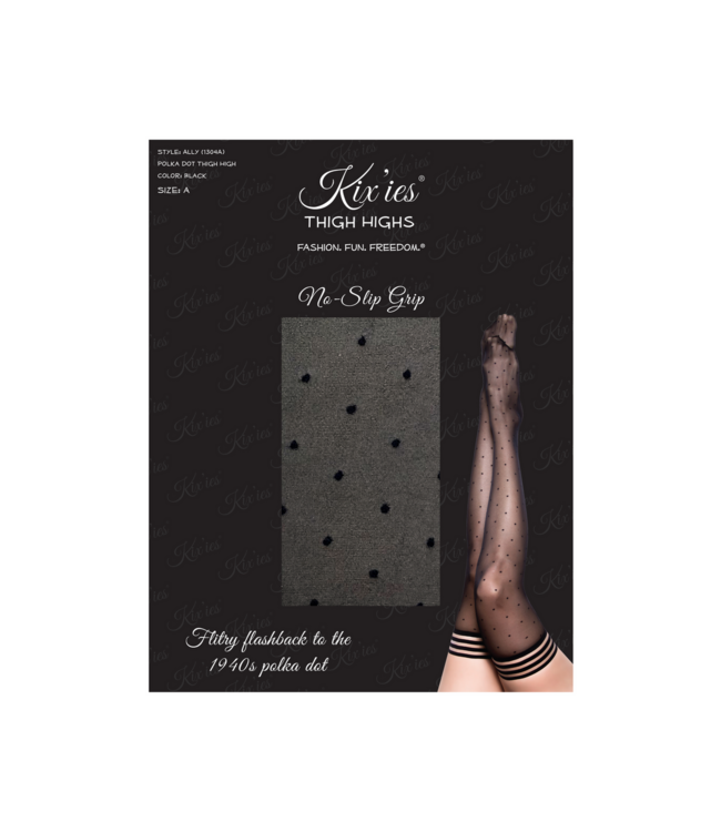 Kix'ies Retro Stijlvolle Polka Dot Thigh Highs - Comfort en Grip voor Elke Dag