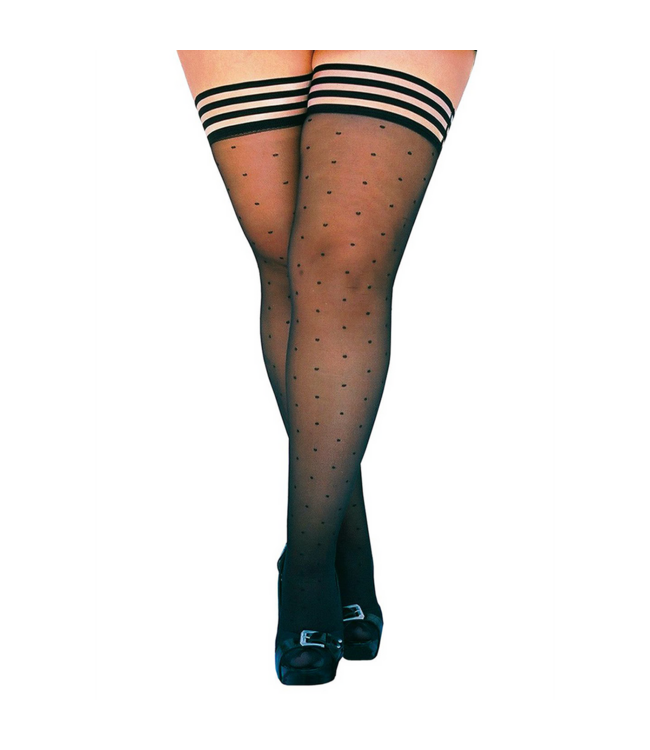 Kix'ies Retro Stijlvolle Polka Dot Thigh Highs - Comfort en Grip voor Elke Dag