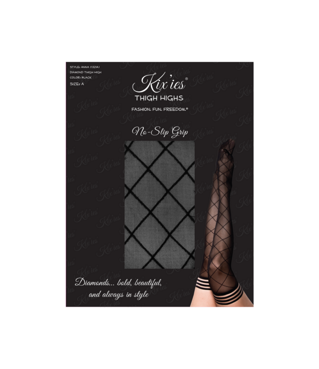 Kix'ies Kix'ies Anna Thigh High Stockings - Stylish Comfort with Diamond Design
