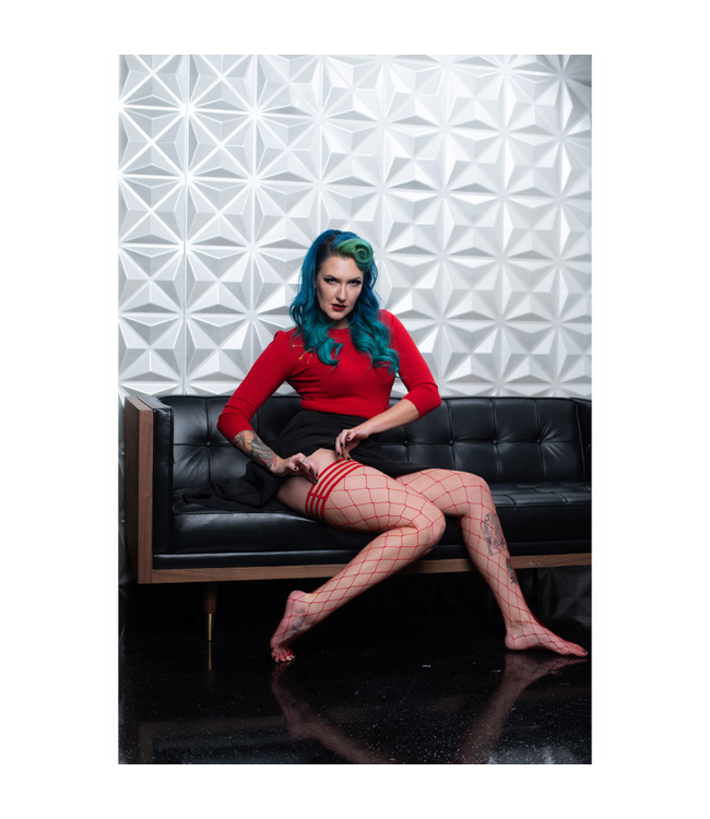 Kix'ies Claudia Rote Netzstrümpfe: Trendy Thigh-Highs für jedes Outfit!