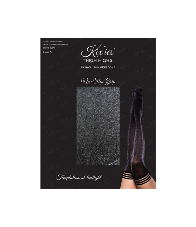 Kix'ies Kaylee Stay-Ups Grey - Stylish Anti-Slip Thigh High Stockings