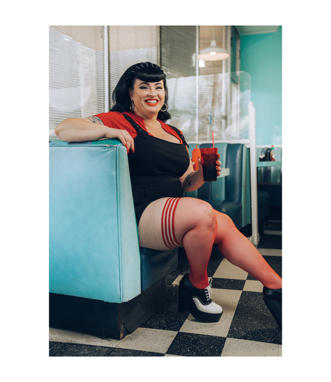 Kix'ies Stylish Red Thigh High Fishnet Stockings - Comfort & Fit for All Sizes