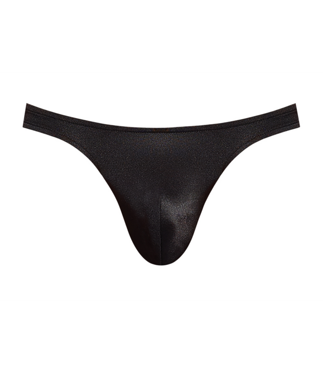 Male Power Satin Spandex Bong Thong S/M Zwart - Elegante Comfort voor Heren