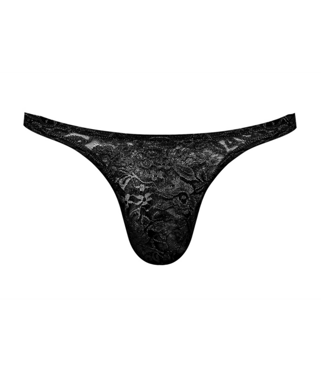 Male Power Comfortable Black Lace Men's Thong - Stylish Power Stretch Fit