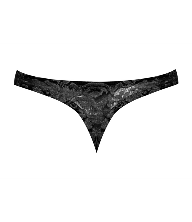 Male Power Stylischer Herren-String aus Stretch-Spitze – Schwarz S/M