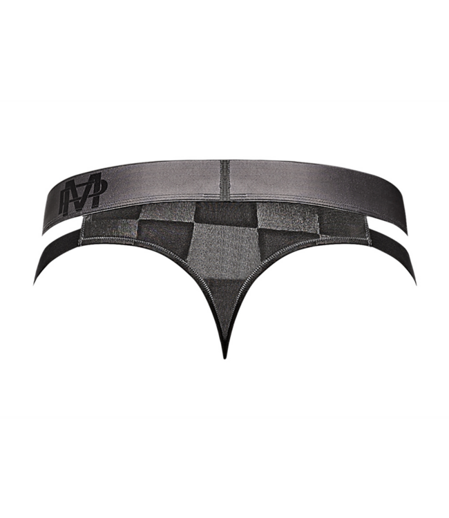 Male Power Checkered Cutout Thong S/M Black - Male Power Stylish Comfort