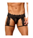 Male Power Male Power Scandal-Lace G-String Suspender Shorts L/XL Black