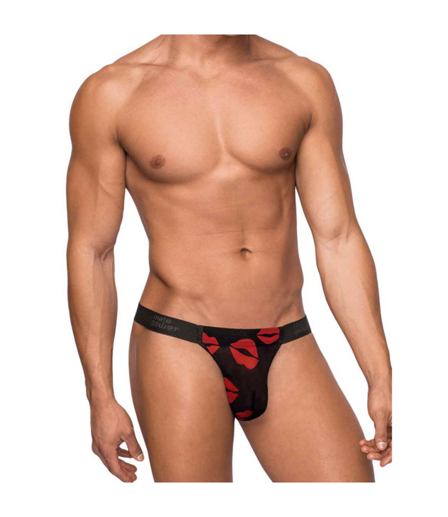 Male Power Kiss Me Microstring L/XL Black Thong - Comfort & Style by Male Power