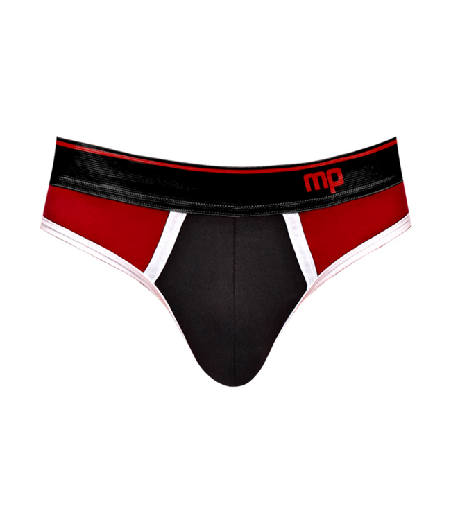 Male Power Stijlvolle Retro Sport Panel String L/XL in Zwart/Rood | Ultiem Comfort van Male Power