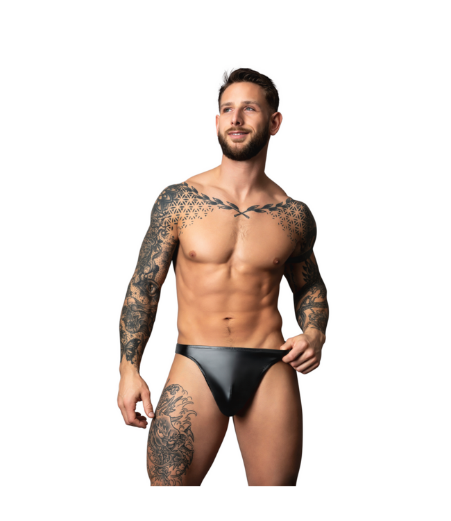Male Power Wetlook T-back Herenstring L/XL Zwart – Comfortabel en Gedurfd Design