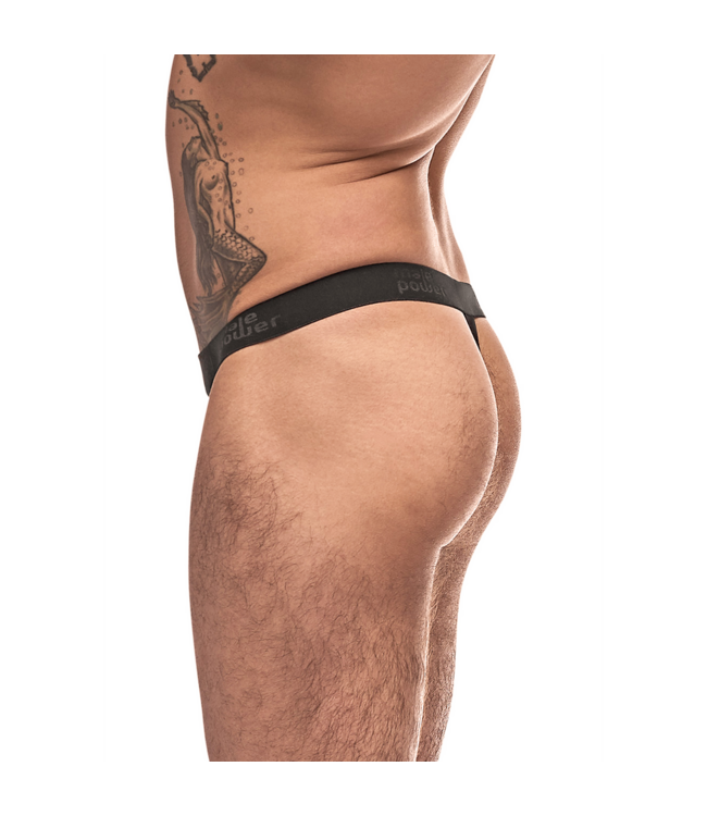 Male Power Grip Rip Rip Off L/XL Thong - Stylish Black with Removable Pouch