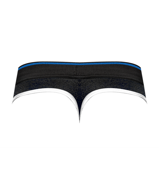 Male Power Retro Sport Panel Thong L/XL Black/Blue - Stylish Male Power Gear