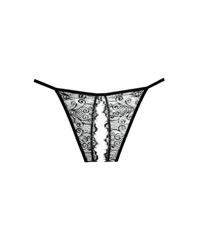 Allure Elegante Kanten Slip met Open Kruis - Zwart en Luchtig Draagcomfort