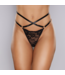 Allure Luxuriöser Spitzen- und Netzstring Schwarz mit verstellbaren Taillenbändern