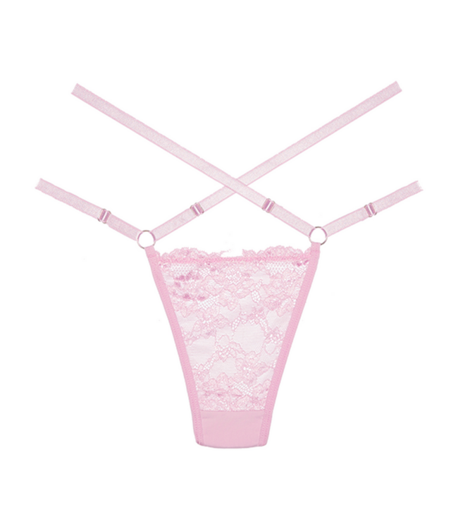 Allure Verleidelijke Luxe Kanten Mesh Tanga in Roze - Comfortabel & Chic