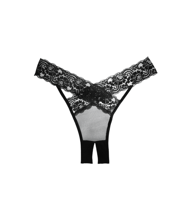 Allure Verleidelijke Desire Slip met Open Kruis en Elegante Bandjes in Zwart