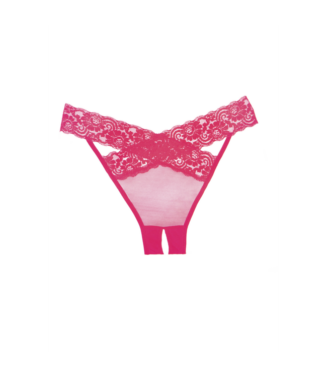 Allure Verleidelijke Doorshijnende String met Wimperskant en Uitsparingen | Allure Roze