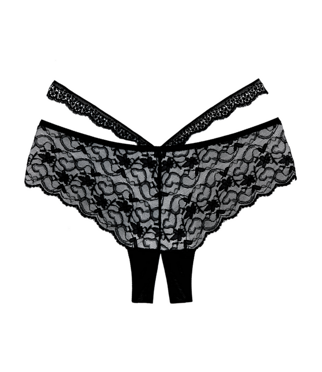 Allure Heartbreaker Lace Boyshorts - Open Crotch Elegance in Black