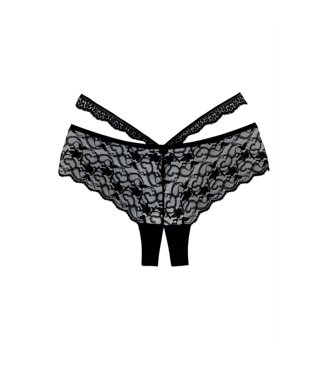 Allure Heartbreaker Lace Boyshorts - Open Crotch Elegance in Black
