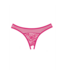 Allure Seductive Open Crotch Pink Thong with Sheer Mesh and Lace Details