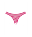 Allure Seductive Open Crotch Pink Thong with Sheer Mesh and Lace Details