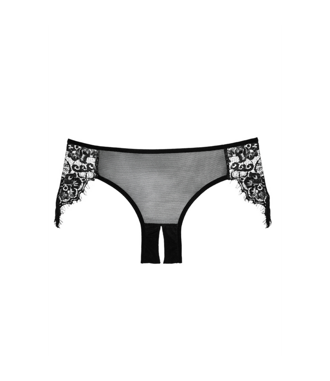 Allure Lavish Lace Mesh Thong - Seductive Comfort in One Size Black