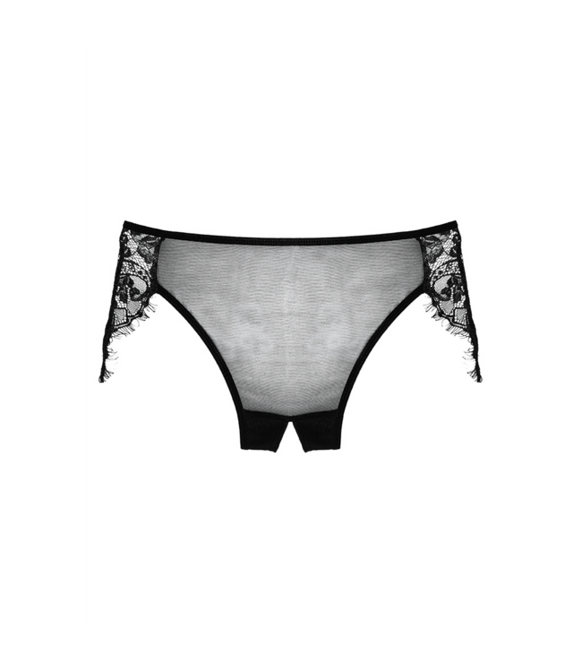 Allure Lavish Lace Mesh Thong - Seductive Comfort in One Size Black