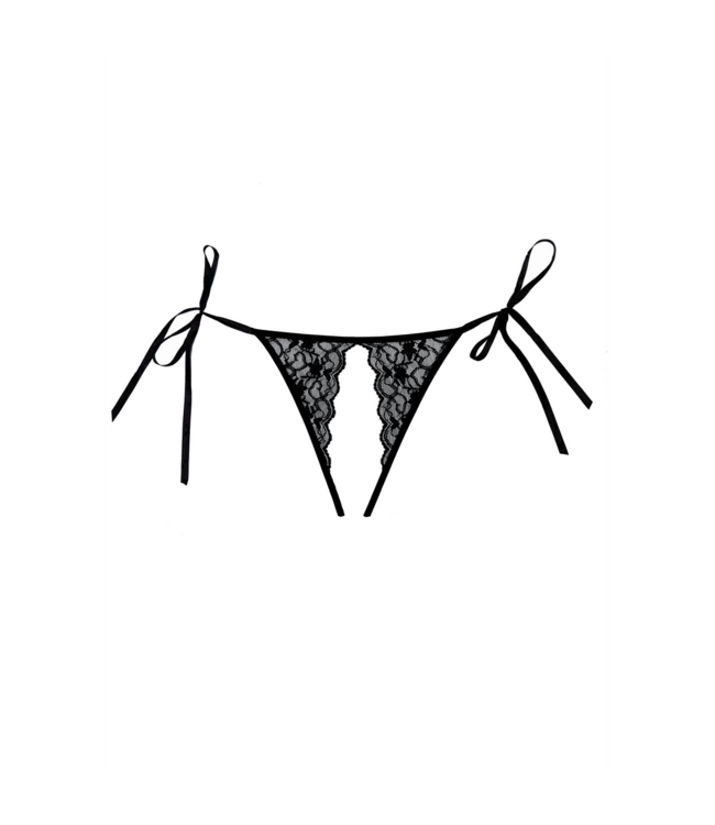 Allure Verführerischer Schwarzer Lolita Slip mit Spitze und transparentem Netzstoff