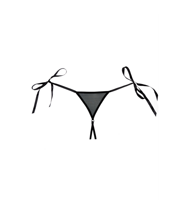 Allure Allure Lolita Black Briefs - Sexy Open Front with Lace and Ribbons