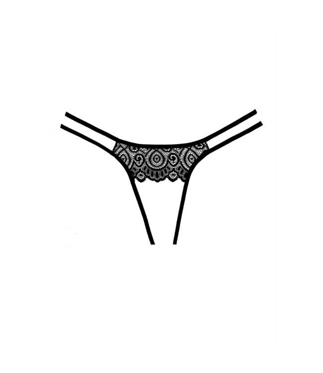 Allure Seductive Black Lace Pantyhose with Open-Back Galloon Lace Panties