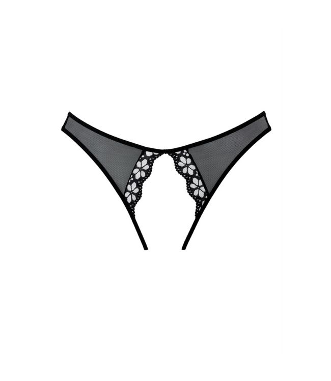 Allure Verleidelijke Gaas-Bloemenkant Panty met Uitsparingen - One Size Zwart