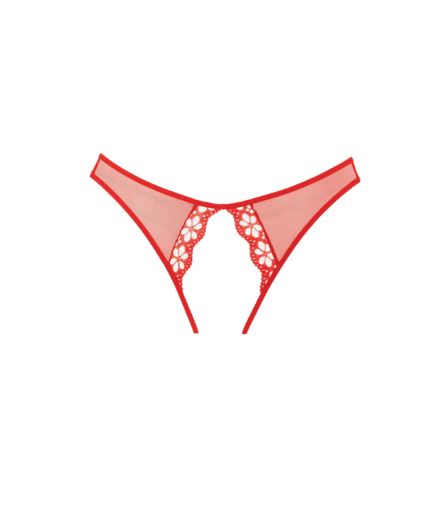 Allure Verspielte rote Strumpfhose mit Spitzendetails und frechen Ausschnitten