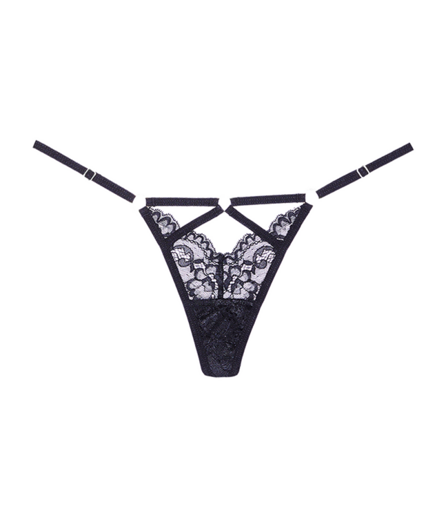 Allure Verführerischer Spitzenstring mit Bondage-Strumpfhose und Ringdetails