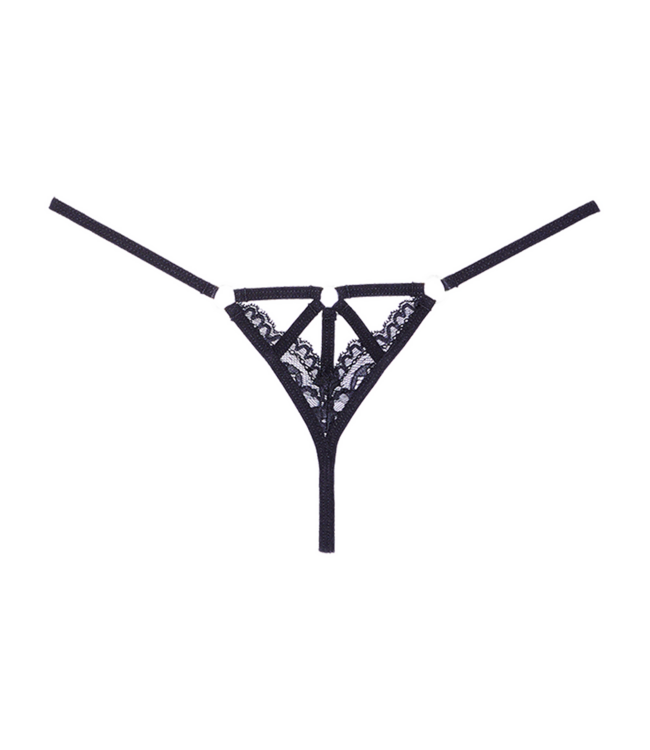 Allure Verführerischer Spitzenstring mit Bondage-Strumpfhose und Ringdetails