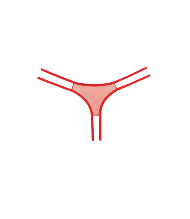Allure Seductive Red Lace Briefs with See-Through Mesh Back - One Size