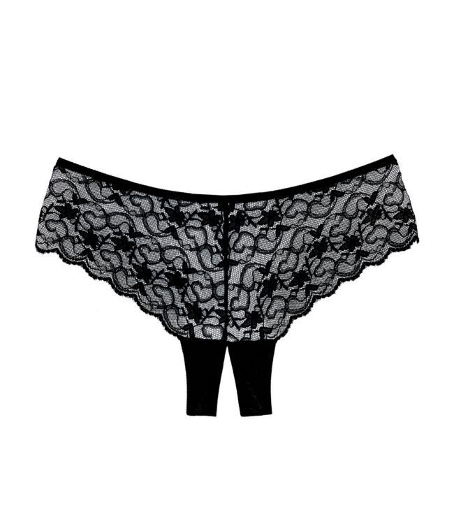 Allure Verleidelijke Luxe Boy Cut Slip met Geschulpte Kant - One Size Zwart