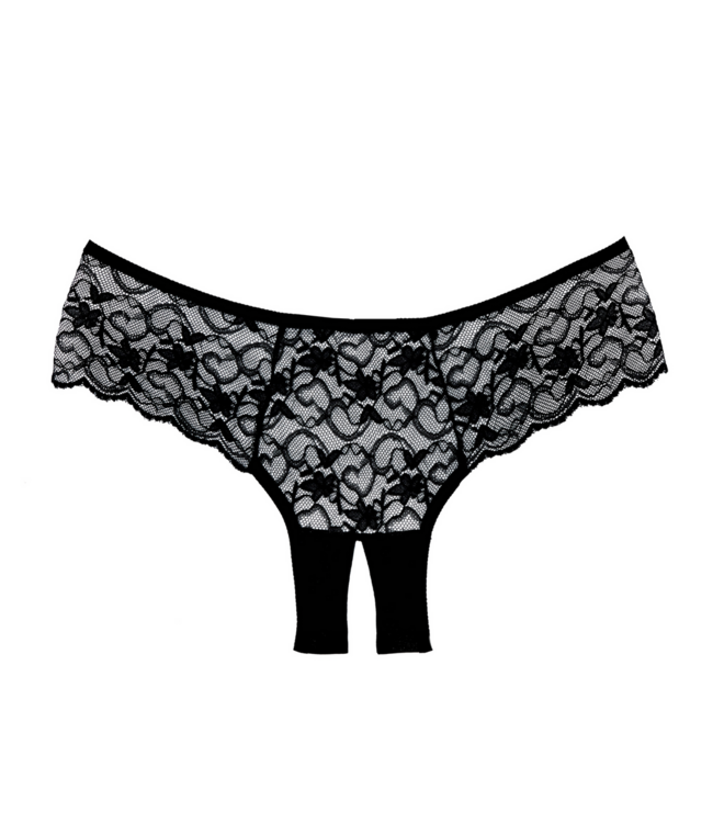 Allure Verleidelijke Luxe Boy Cut Slip met Geschulpte Kant - One Size Zwart