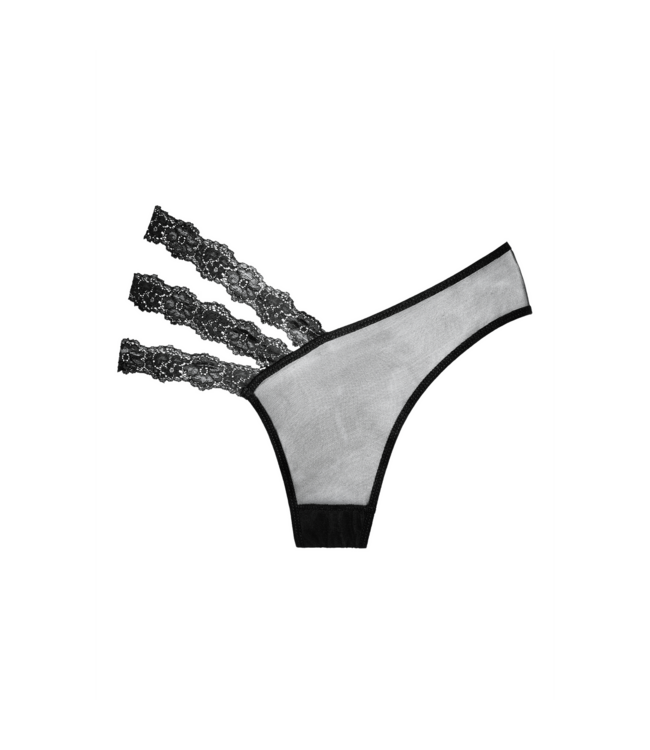 Allure Asymmetrical Wild Orchid Black Briefs - Elegant Lace, One Size Seduction