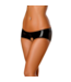 Magic Silk Verleidelijke Wet-Look Boy Short met Split Back en Satijnen Strik - Zwart