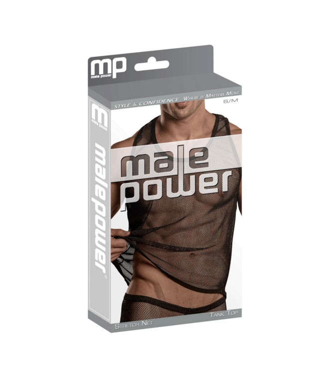 Male Power Modieuze Zwarte Racerback Stretch Tanktop L/Xl | Male Power Visnet Design