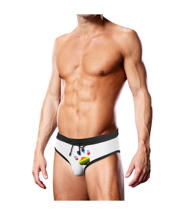 Prowler Prowler Pride Swim Briefs - White Oversized Paw XL for LGBTQ Style