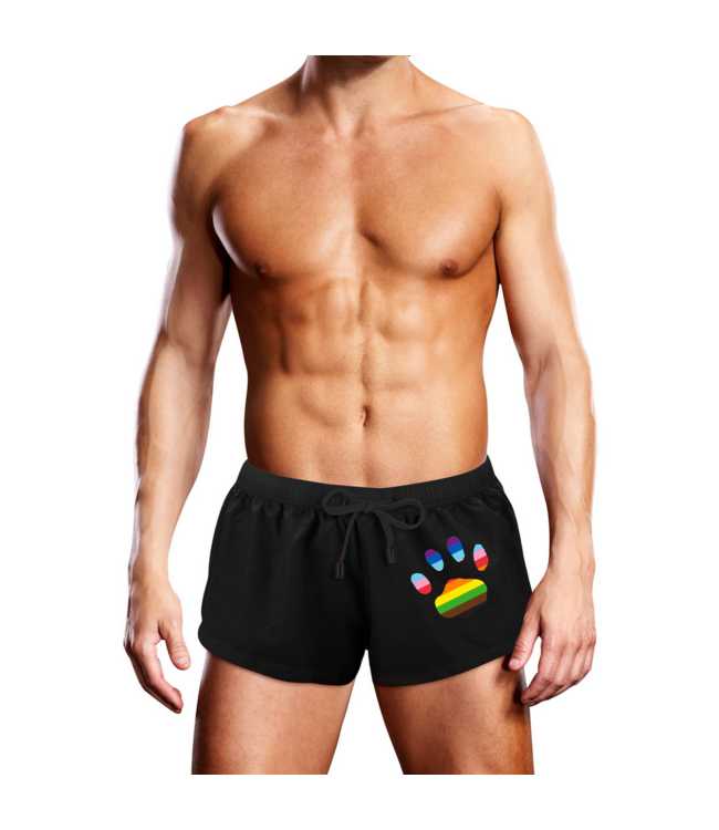 Prowler Zwarte Sneldrogende Oversized Zwemshort Prowler met Progress Pride-Logo